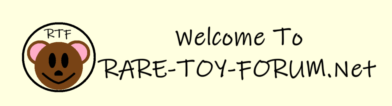 Rare toy forum header with a photo of a teddybear logo with the letters RTF above his head and they are both contained within a circle and it is against a very light yellow background and it welcomes you to the website and are you still reading this? Thank you  for emailing. They want me to tell you that I am okay. There is no need to worry about me anymore. I'm perfectly fine. Don't worry! I'm okay! Don't worry at all. Also the address of the website is listed in the header.
